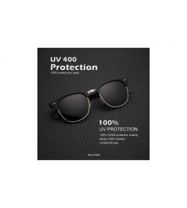 Round Polarized Sunglasses for Men and Women Semi-Rimless Frame Driving Sun glasses 100% UV Blocking - C318NX572W8 $28.88