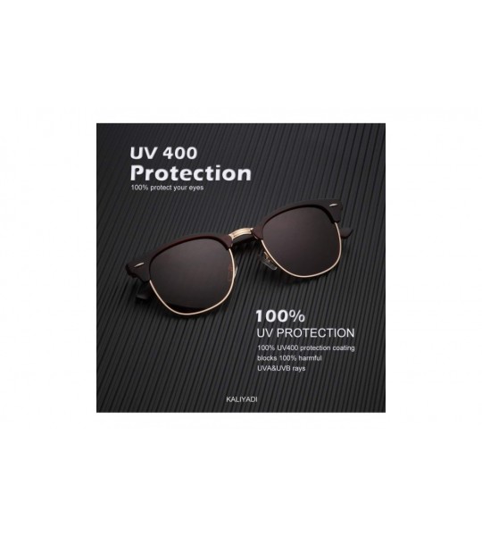 Round Polarized Sunglasses for Men and Women Semi-Rimless Frame Driving Sun glasses 100% UV Blocking - C318NX572W8 $28.88