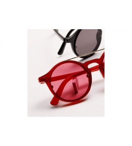 Round Small Round Polarized Sunglasses Double Bridge Frame Mirrored Lens - A - CM18RWR4XIK $17.39