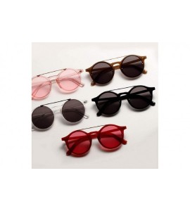 Round Small Round Polarized Sunglasses Double Bridge Frame Mirrored Lens - A - CM18RWR4XIK $17.39