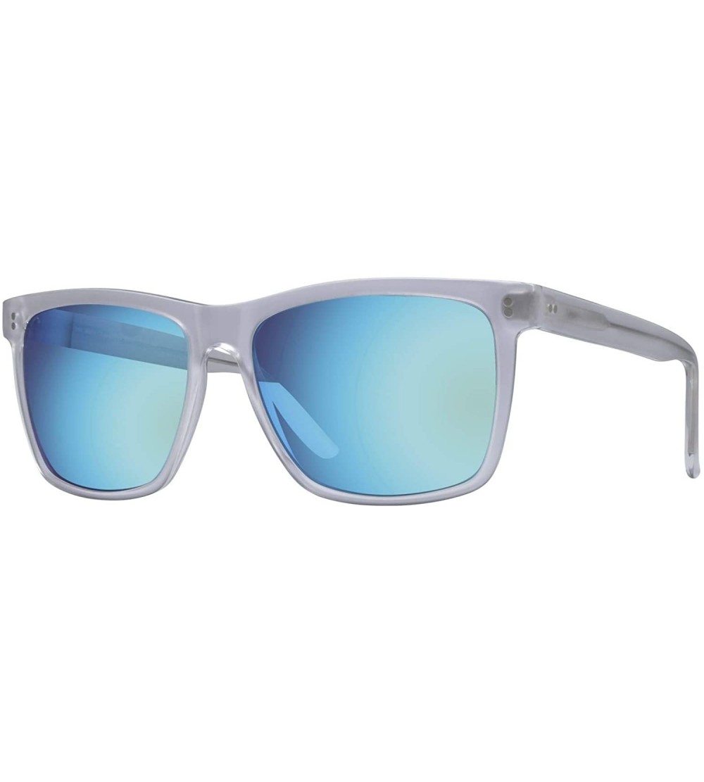 Square Neil Sunglasses - Matte Crystal/Blue Mirror - C218XKXI9L9 $83.59