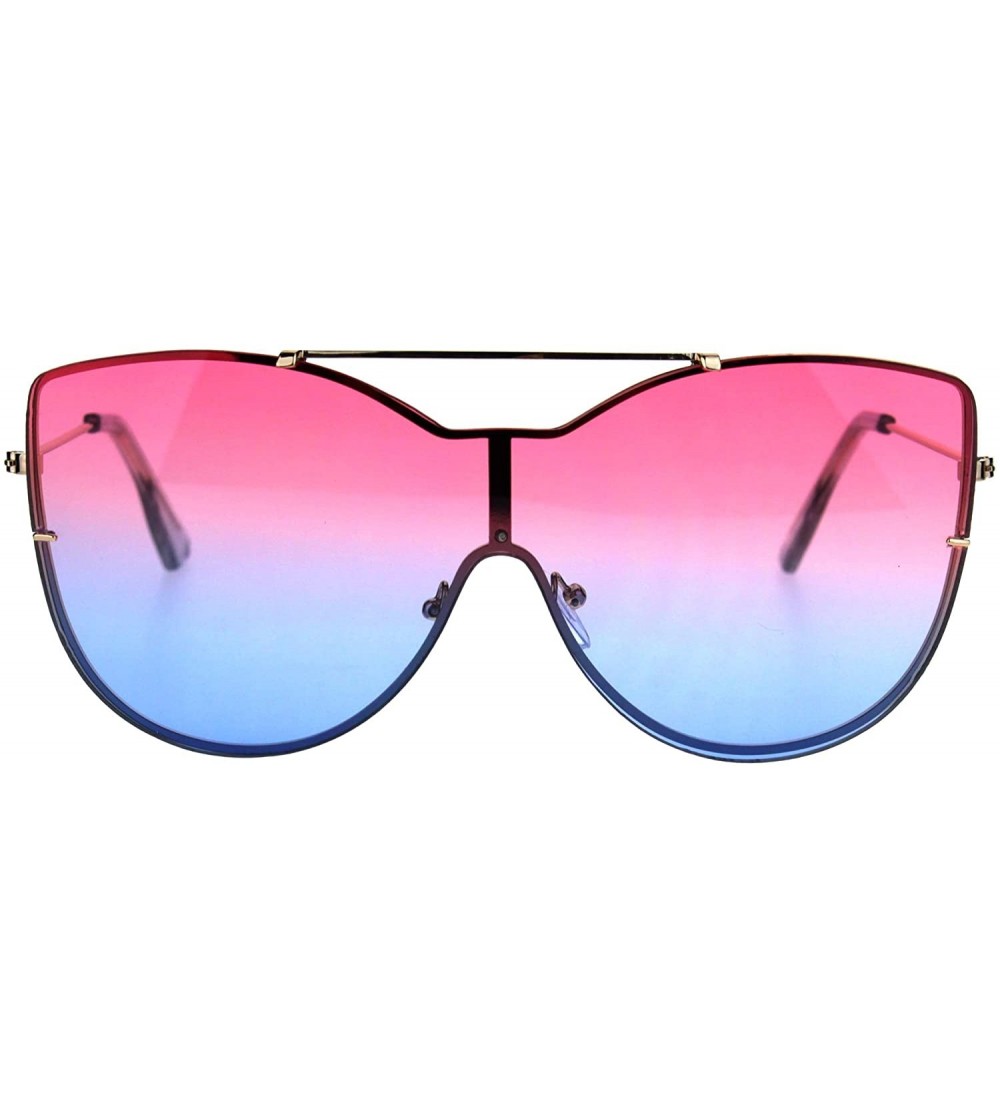 Rimless Womens Rimless Butterfly Oversize Diva Metal Rim Sunglasses - Pink Blue - CA1864Z43QH $23.41