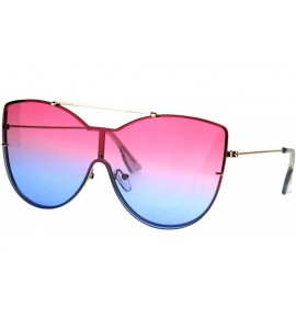 Rimless Womens Rimless Butterfly Oversize Diva Metal Rim Sunglasses - Pink Blue - CA1864Z43QH $23.41