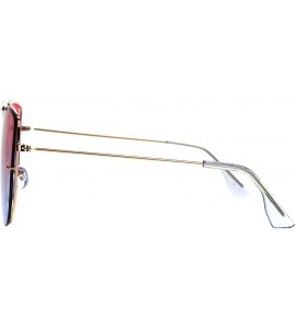 Rimless Womens Rimless Butterfly Oversize Diva Metal Rim Sunglasses - Pink Blue - CA1864Z43QH $23.41