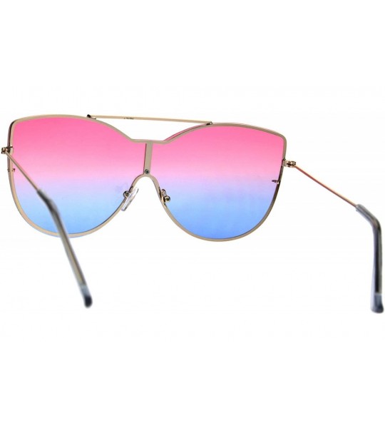 Rimless Womens Rimless Butterfly Oversize Diva Metal Rim Sunglasses - Pink Blue - CA1864Z43QH $23.41