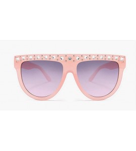 Oval Sunglasses Flat Top Sunglasses Crystal Luxury Rhinestone Oversized glasses for Women Vintage Shades UV400 - CS18NXUWEDG ...