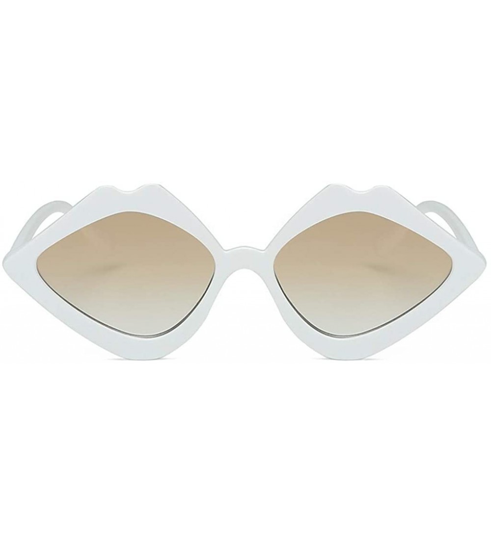Shield Candy Jelly Color Lips Shaped Integrated Sunshade Sunglasses For Fashion Women - White - CU196OMMWRH $17.63