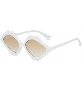 Shield Candy Jelly Color Lips Shaped Integrated Sunshade Sunglasses For Fashion Women - White - CU196OMMWRH $17.63