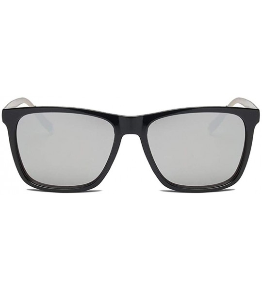 Square Unisex Fashion Men Women Eyewear Casual Square Shape Sunglasses - Black Silver - CH194WY5AKA $65.20