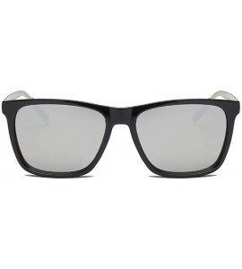 Square Unisex Fashion Men Women Eyewear Casual Square Shape Sunglasses - Black Silver - CH194WY5AKA $65.20