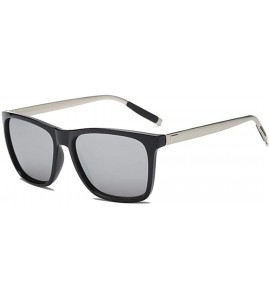 Square Unisex Fashion Men Women Eyewear Casual Square Shape Sunglasses - Black Silver - CH194WY5AKA $65.20