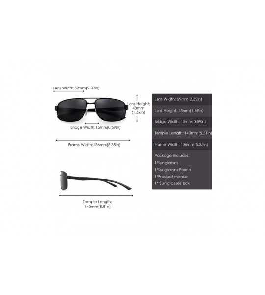 Rectangular Lightweight Rectangle Polarized Sunglasses for Men Retro Style UV400 Protection - CZ194EOZMNH $24.52