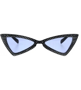 Cat Eye Womens Bling Engrave Triangle Plastic Cat Eye Plastic Sunglasses - Black Blue - CZ18GL5Q4W4 $17.63