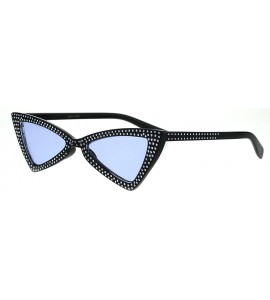 Cat Eye Womens Bling Engrave Triangle Plastic Cat Eye Plastic Sunglasses - Black Blue - CZ18GL5Q4W4 $17.63