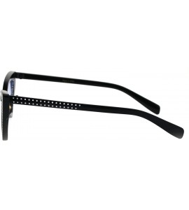 Cat Eye Womens Bling Engrave Triangle Plastic Cat Eye Plastic Sunglasses - Black Blue - CZ18GL5Q4W4 $17.63