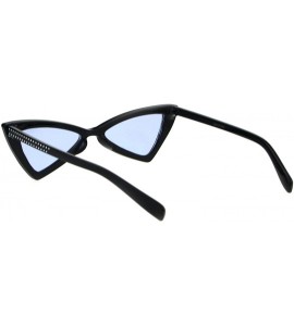 Cat Eye Womens Bling Engrave Triangle Plastic Cat Eye Plastic Sunglasses - Black Blue - CZ18GL5Q4W4 $17.63