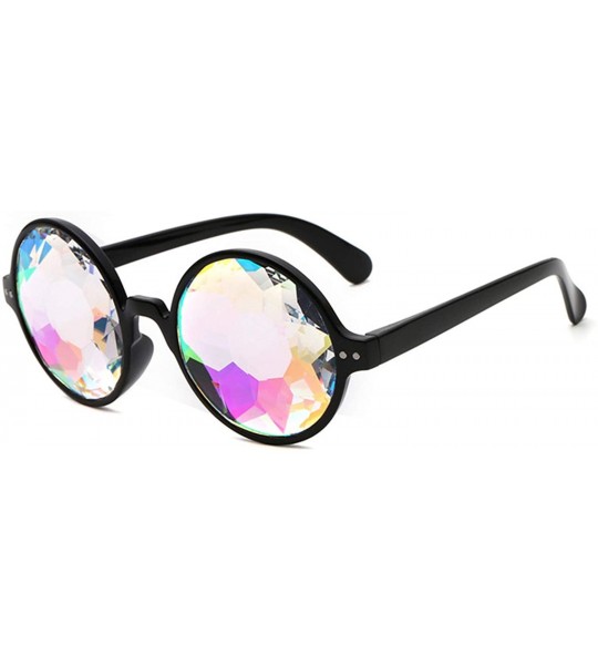 Oversized Round Kaleido Glasses Rave Festival Men Women Er Holographic Female Male Sunglasses Retro - Pink - CB199C754OA $39.65