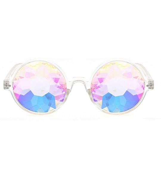 Oversized Round Kaleido Glasses Rave Festival Men Women Er Holographic Female Male Sunglasses Retro - Pink - CB199C754OA $39.65