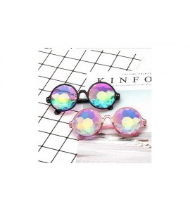 Oversized Round Kaleido Glasses Rave Festival Men Women Er Holographic Female Male Sunglasses Retro - Pink - CB199C754OA $39.65