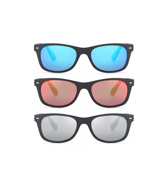 Oversized Polarized Sunglasses Men and Women 3 Pack - 3 Pairs - 55 Eye Size Matte Black Frame Mixed - CG11R8GWVSP $18.60