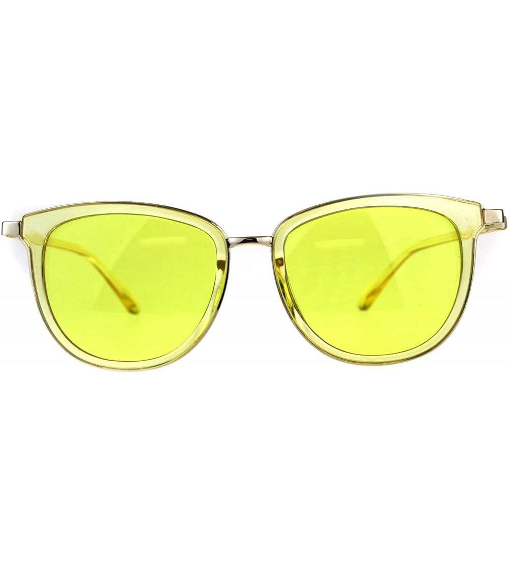 Rectangular Retro Pop Color Double Horn Rim Womens Sunglasses - Yellow - C318C7IKODK $18.98