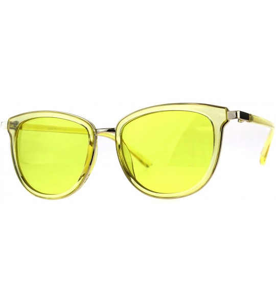 Rectangular Retro Pop Color Double Horn Rim Womens Sunglasses - Yellow - C318C7IKODK $18.98