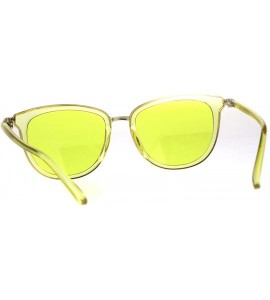 Rectangular Retro Pop Color Double Horn Rim Womens Sunglasses - Yellow - C318C7IKODK $18.98