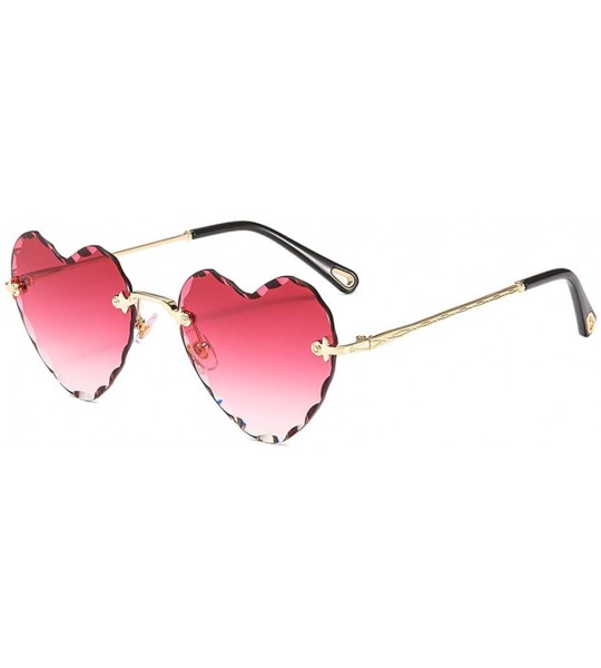 Rimless Heart Sunglasses Rimless Thin Metal Frame Heart Shaped Sun Glasses Cute Eyewear UV400 for Women - CT18KH2LGDM $25.94