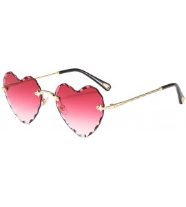 Rimless Heart Sunglasses Rimless Thin Metal Frame Heart Shaped Sun Glasses Cute Eyewear UV400 for Women - CT18KH2LGDM $25.94