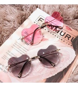 Rimless Heart Sunglasses Rimless Thin Metal Frame Heart Shaped Sun Glasses Cute Eyewear UV400 for Women - CT18KH2LGDM $25.94