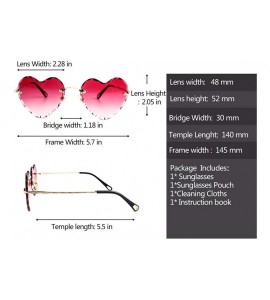 Rimless Heart Sunglasses Rimless Thin Metal Frame Heart Shaped Sun Glasses Cute Eyewear UV400 for Women - CT18KH2LGDM $25.94