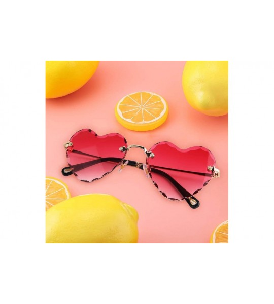 Rimless Heart Sunglasses Rimless Thin Metal Frame Heart Shaped Sun Glasses Cute Eyewear UV400 for Women - CT18KH2LGDM $25.94