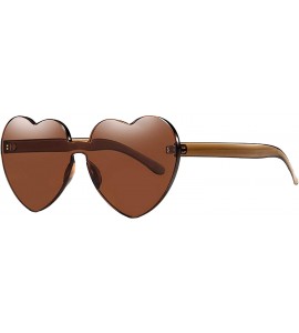 Round Womens Fashion Heart Shape Sunglasses Candy Color Glasses - Brown - CK18Q8QN0LG $27.39