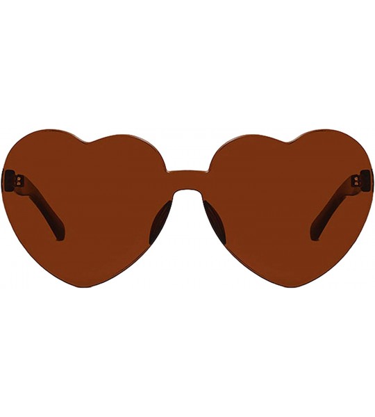 Round Womens Fashion Heart Shape Sunglasses Candy Color Glasses - Brown - CK18Q8QN0LG $27.39