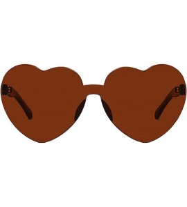 Round Womens Fashion Heart Shape Sunglasses Candy Color Glasses - Brown - CK18Q8QN0LG $27.39