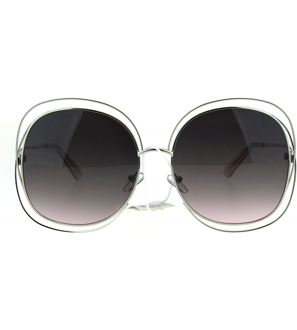 Butterfly Womens Scribble Multi Wire Rim Oversize Gradient Butterfly Diva Sunglasses - Silver Pink Smoke - C317Z7KAR3E $26.80