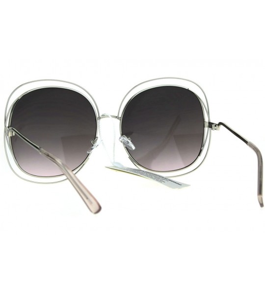 Butterfly Womens Scribble Multi Wire Rim Oversize Gradient Butterfly Diva Sunglasses - Silver Pink Smoke - C317Z7KAR3E $26.80