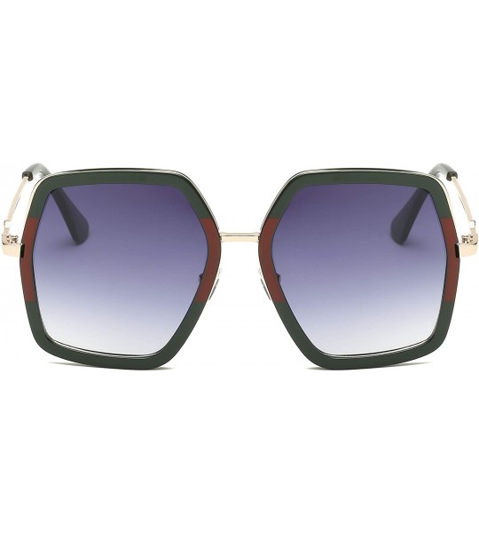 Square Women Metal Modern Fashion Square Oversized Designer Sunglasses - Gradient Purple - CV18I6WZS8E $18.69