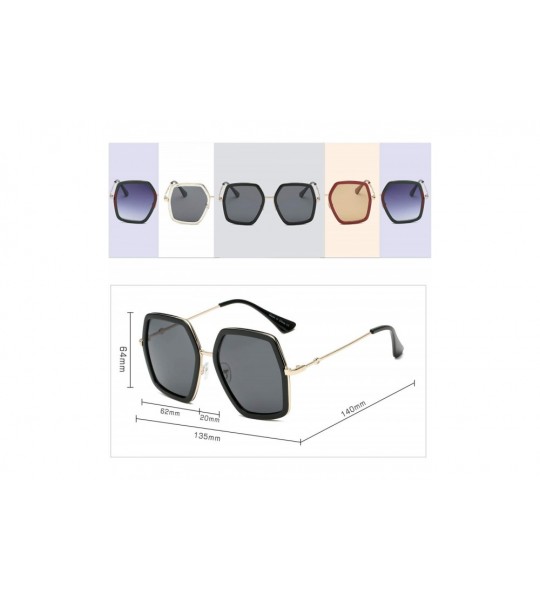 Square Women Metal Modern Fashion Square Oversized Designer Sunglasses - Gradient Purple - CV18I6WZS8E $18.69