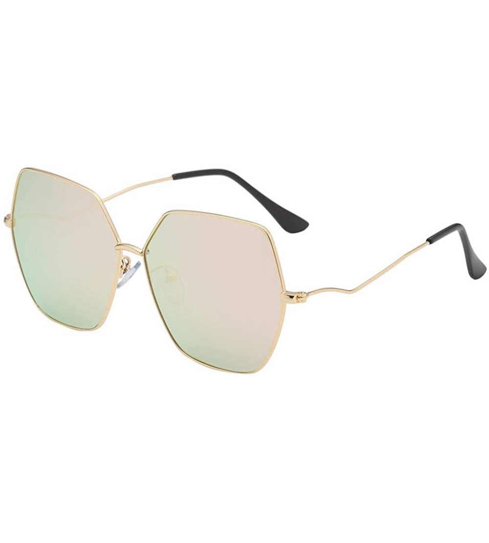 Aviator Men Women Flat Lens Metal Frame Sunglasses Polygon Gradient Color Sun Glasses Shades Goggles - CA199HYSML4 $21.23