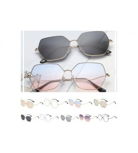 Aviator Men Women Flat Lens Metal Frame Sunglasses Polygon Gradient Color Sun Glasses Shades Goggles - CA199HYSML4 $21.23