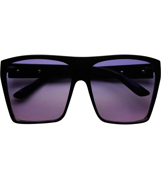 Oversized Trapezoid Oversize Oceanic Sunglasses - Black Frame- Purple / Pink Lens - CI18GOQC567 $23.29