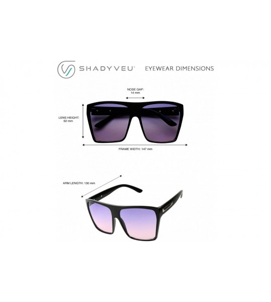 Oversized Trapezoid Oversize Oceanic Sunglasses - Black Frame- Purple / Pink Lens - CI18GOQC567 $23.29