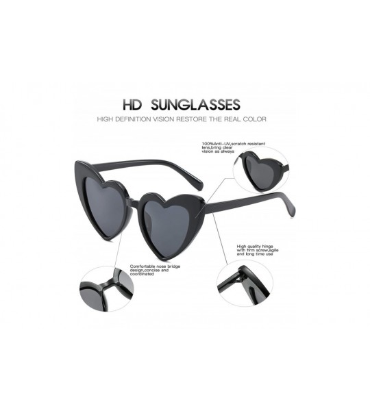 Cat Eye Heart Sunglasse Polarized Vintage Retro Cat Eye Oversized Glasses UV400 Protection - CO18RYOMXZD $25.26