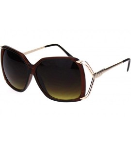 Butterfly Womens Butterfly Plastic Designer Metal Ribbon Arm Sunglasses - Brown Brown Smoke - CS12C3DLVXD $17.29