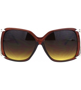 Butterfly Womens Butterfly Plastic Designer Metal Ribbon Arm Sunglasses - Brown Brown Smoke - CS12C3DLVXD $17.29