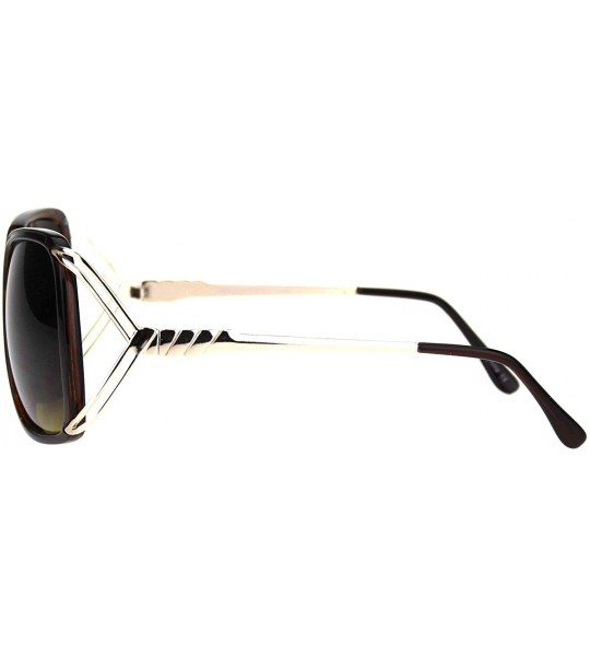 Butterfly Womens Butterfly Plastic Designer Metal Ribbon Arm Sunglasses - Brown Brown Smoke - CS12C3DLVXD $17.29