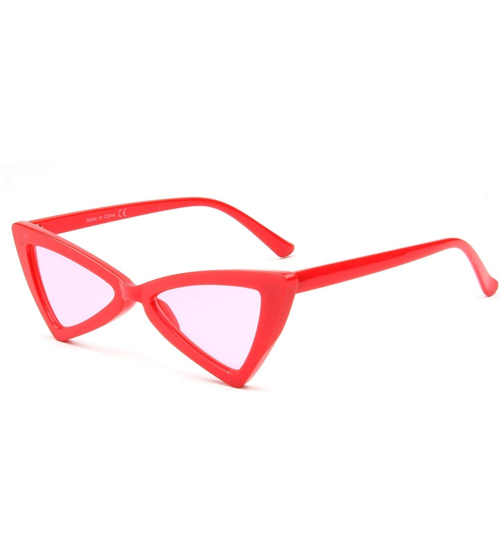 Oversized Women Retro Vintage High Pointed Triangle Cat Eye Sunglasses - Red - C418IGMHWNN $19.68