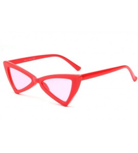 Oversized Women Retro Vintage High Pointed Triangle Cat Eye Sunglasses - Red - C418IGMHWNN $19.68