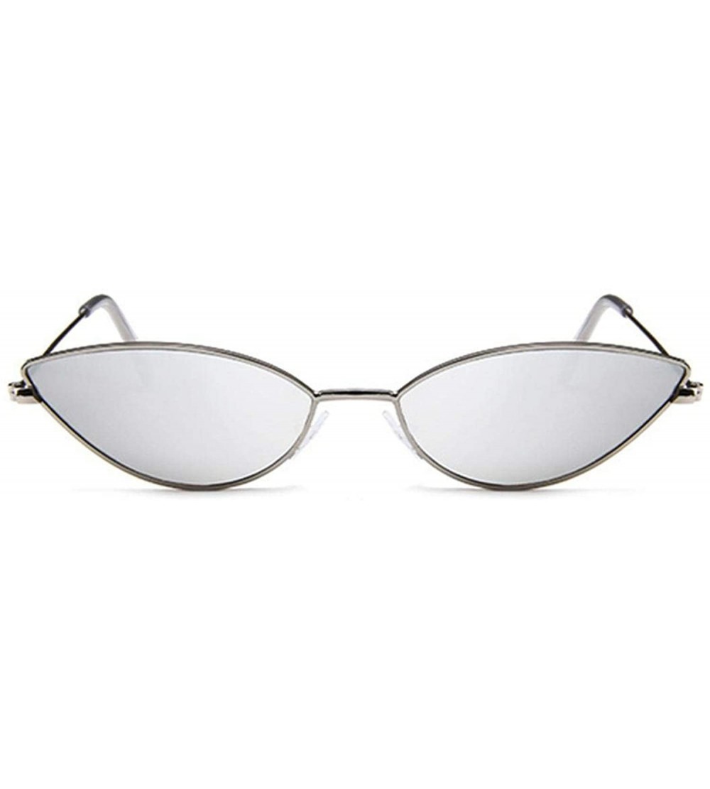 Oversized Women Cat Eye Sunglasses Cute Sexy Brand Designer Glasses Summer Retro Small Frame Black Red Cateye Sun - Silver - ...